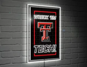 22"H x 14"L NeoLite Wall Décor, Rectangle, Texas Tech University,8led963nlrt
