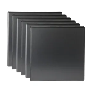 3-Ring View Binder Durable Lightweight Slant D-Ring 2" Ring Type Black 6 Pack