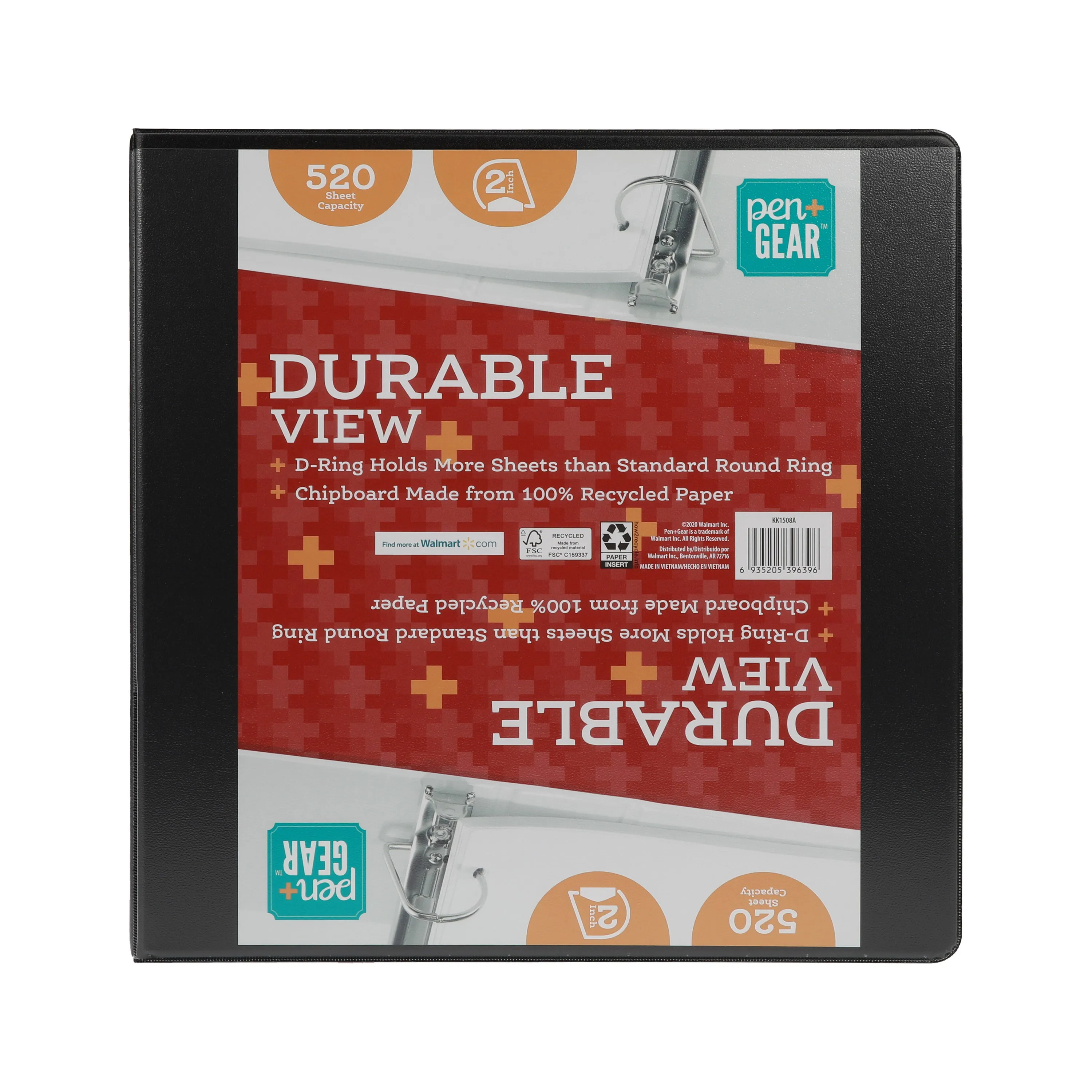 3-Ring View Binder Durable Lightweight Slant D-Ring 2" Ring Type Black 6 Pack