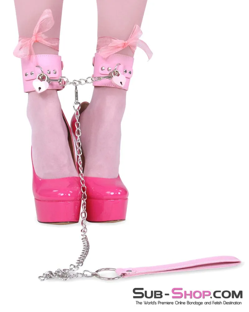 8969DL      Glam Girl Double Strap Pink Ankle Cuffs
