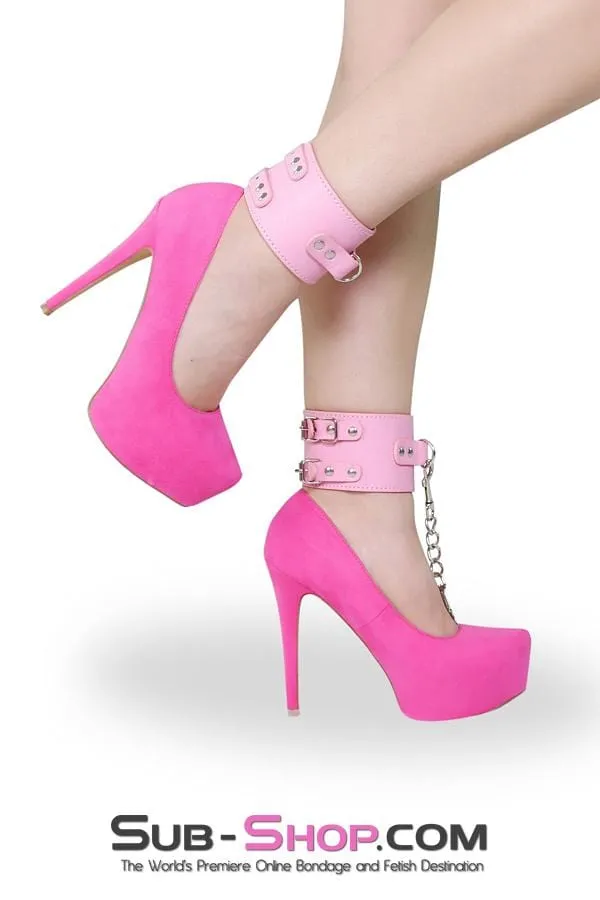8969DL      Glam Girl Double Strap Pink Ankle Cuffs