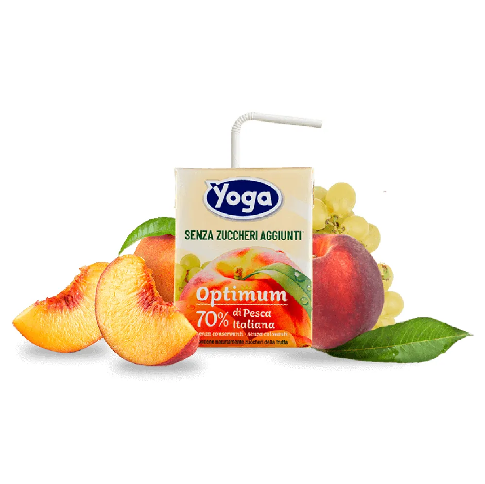 8x Yoga Optimum Brik Pesca senza zuccheri aggiunti Pfirsichfruchtsaft ohne Zuckerzusatz 3x200ml