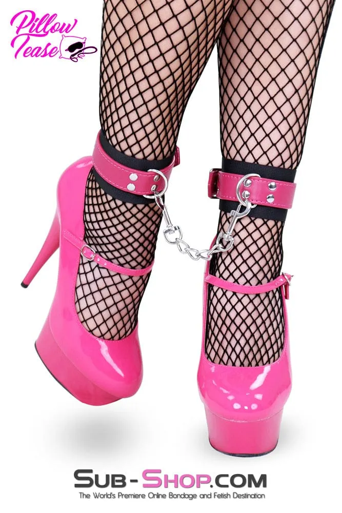 9095M      Sex Bomb Pink and Nylon Ankle Bondage Cuffs