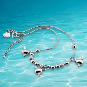 925 Sterling Silver Little Angel Eggs Ankle Bracelet