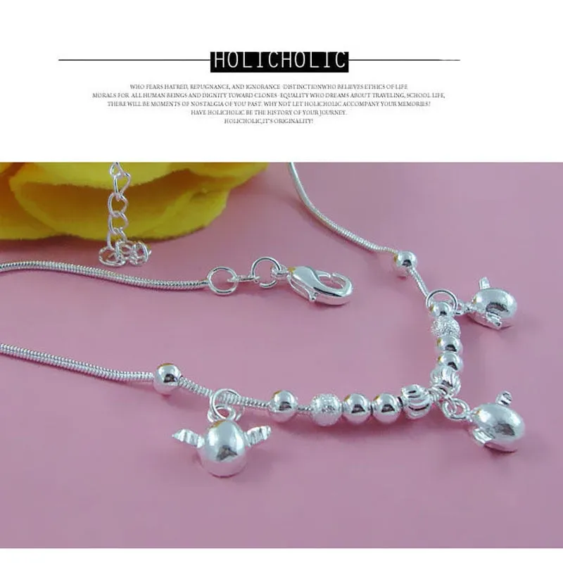 925 Sterling Silver Little Angel Eggs Ankle Bracelet