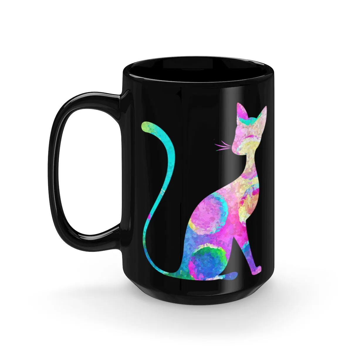 Abstract Cat Black Mug 15oz
