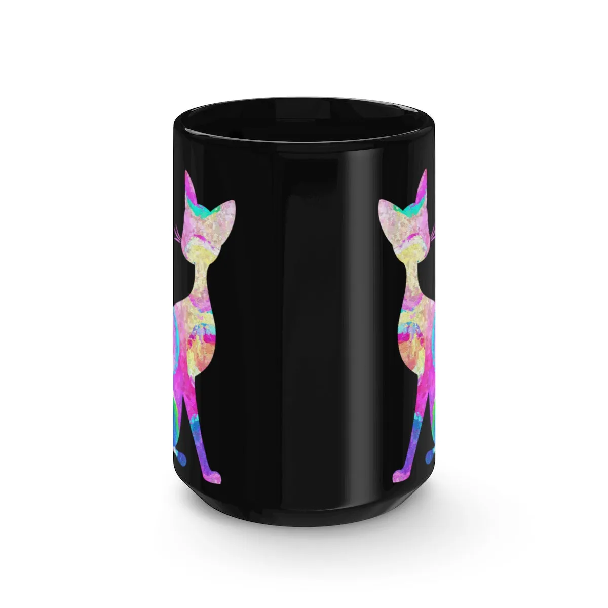 Abstract Cat Black Mug 15oz