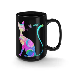 Abstract Cat Black Mug 15oz