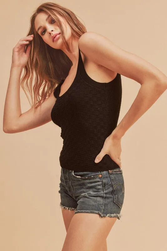 Aemi   Co Scoop Neck Wide Strap Knit Tank