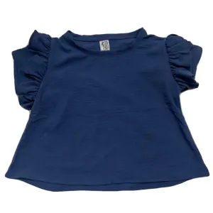 Airflow Ruffle Sleeve Top-Navy
