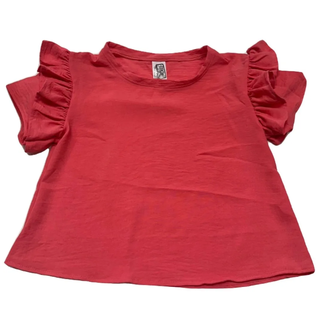 Airflow Ruffle Sleeve Top-Tangerine