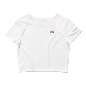 And Still Champion crest logo black lettering women's crop top