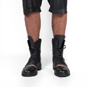 Ankle Cut Leather Boots with Cut-Outs