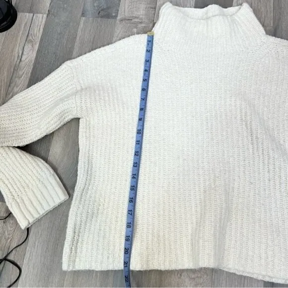 Anthropologie Ivory Mock Neck Pullover Oversized Sweater