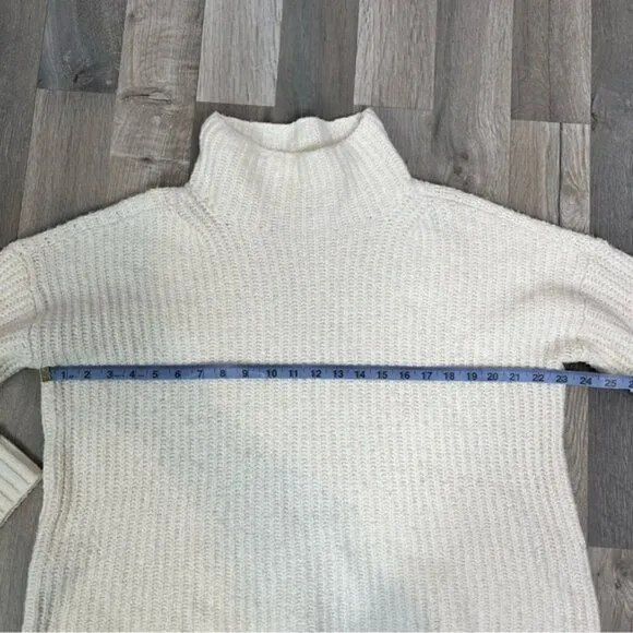 Anthropologie Ivory Mock Neck Pullover Oversized Sweater