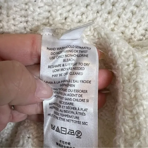 Anthropologie Ivory Mock Neck Pullover Oversized Sweater