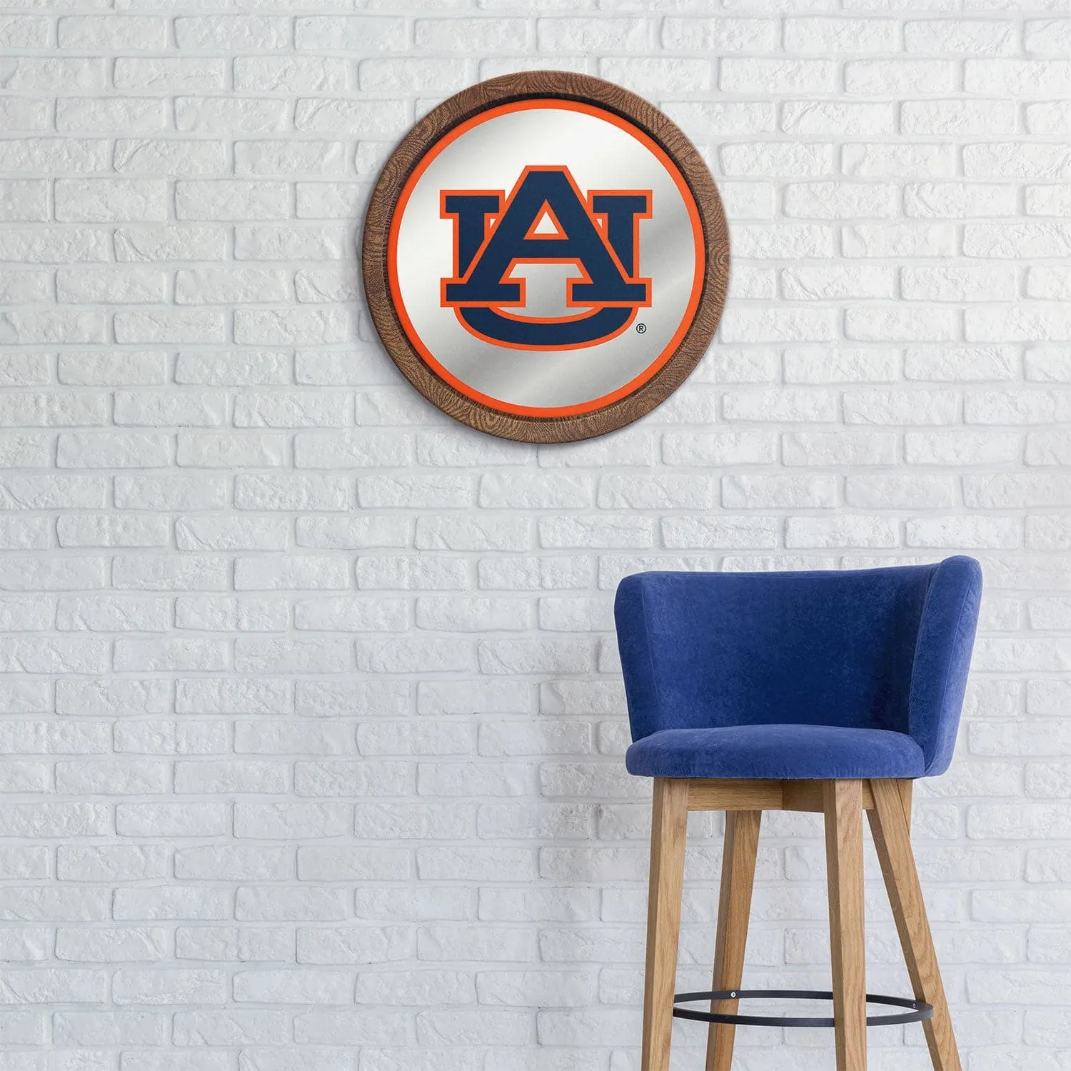 Auburn Tigers: "Faux" Barrel Top Mirrored Wall Sign