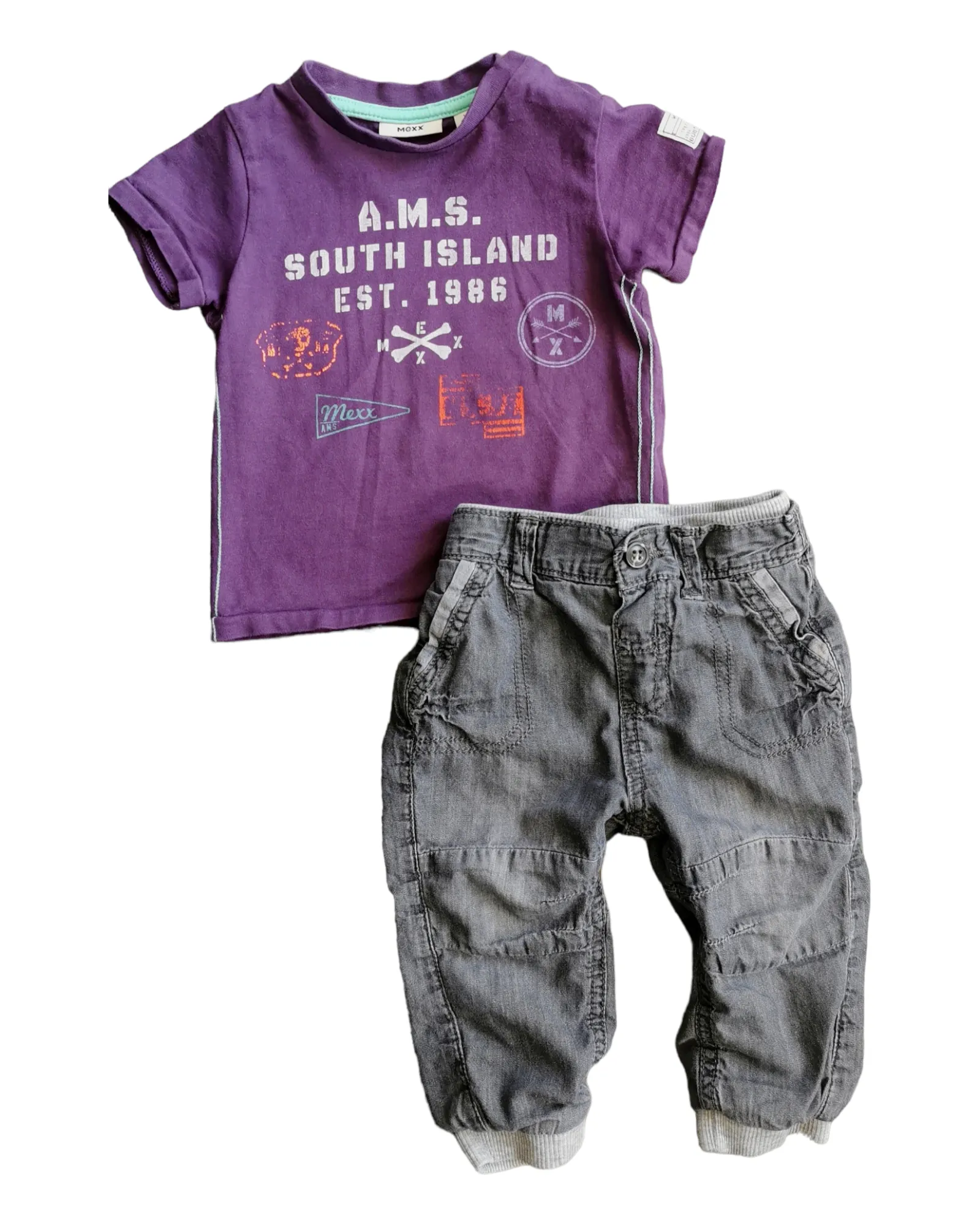 BABY BOY SIZE 6/12 MONTHS - MEXX & GEORGE, 2 Piece Mix N Match Outfit EUC B14