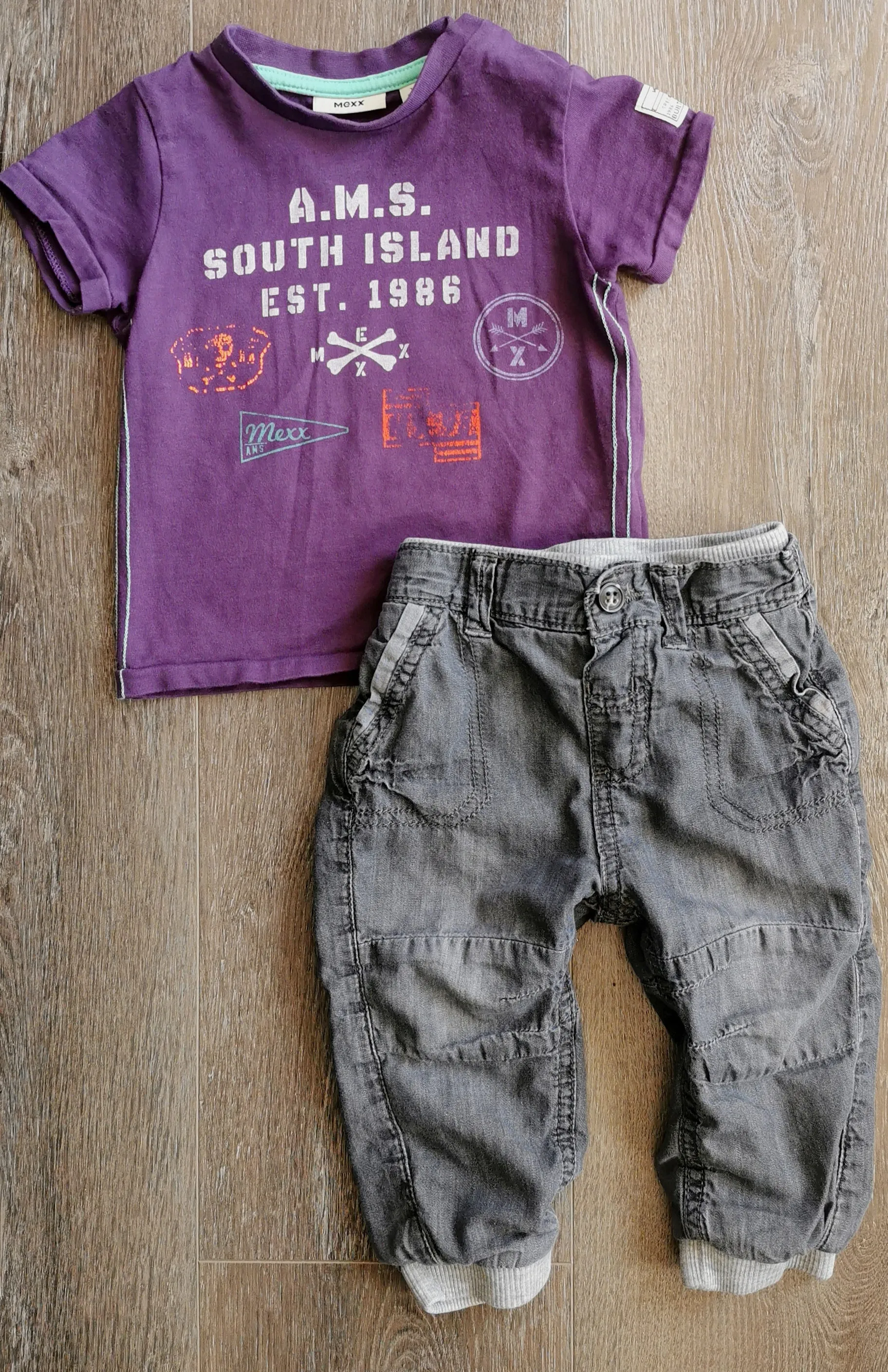 BABY BOY SIZE 6/12 MONTHS - MEXX & GEORGE, 2 Piece Mix N Match Outfit EUC B14