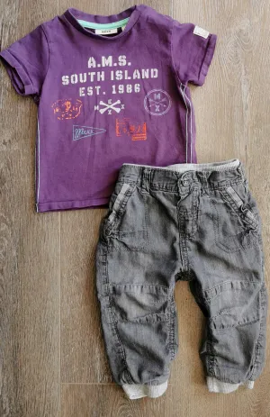 BABY BOY SIZE 6/12 MONTHS - MEXX & GEORGE, 2 Piece Mix N Match Outfit EUC B14