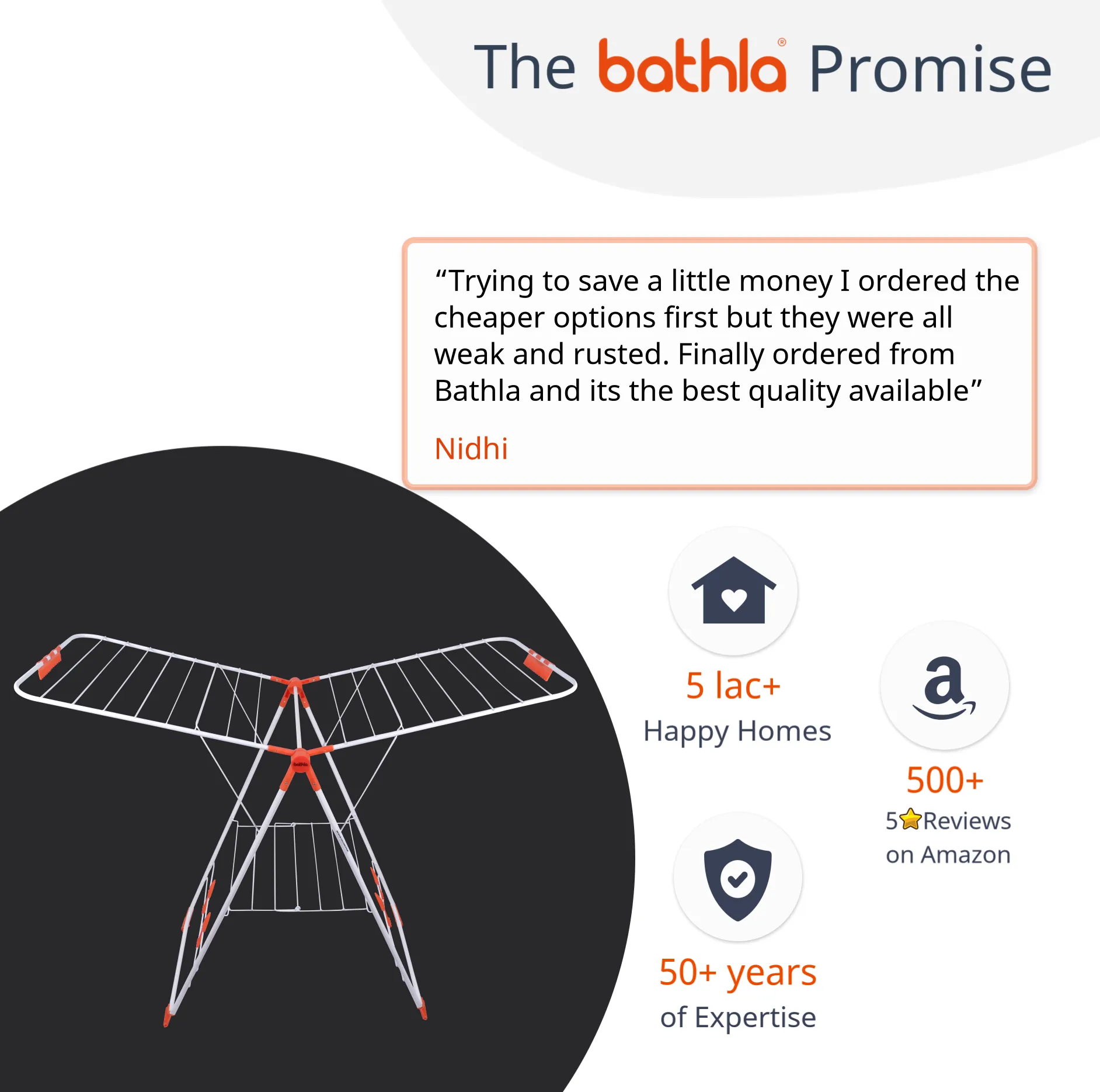 Bathla Mobidry Neo - Foldable Cloth Drying Stand For Home (Orange)