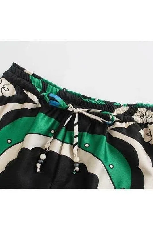 Bermuda print long loose pants