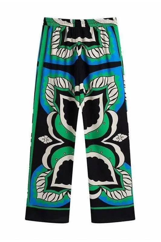 Bermuda print long loose pants