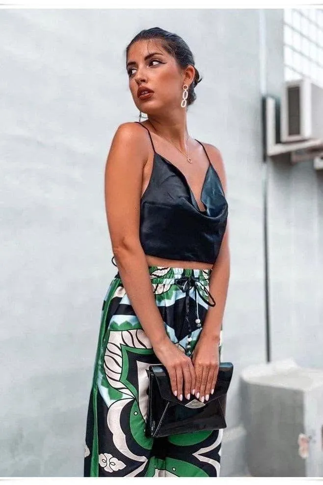 Bermuda print long loose pants