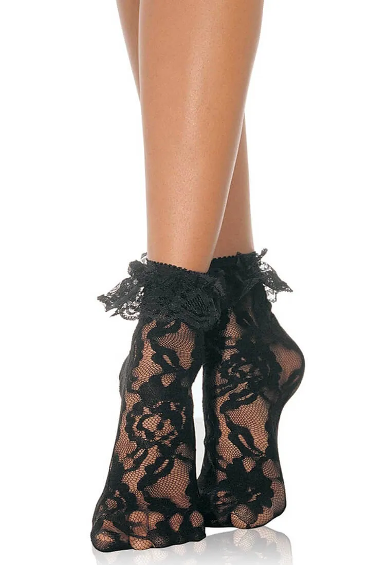 Black lace ankle highs