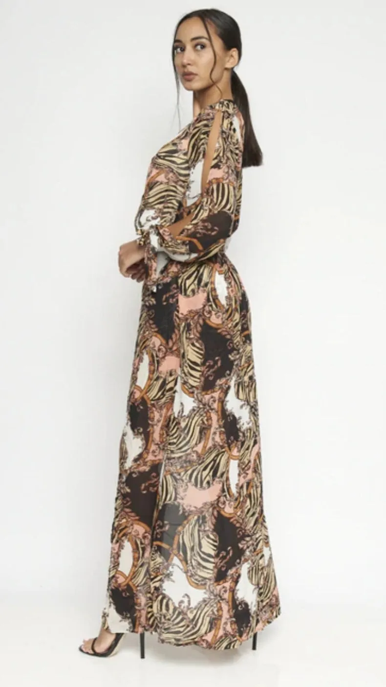 Black, Pink, and Brown Multi-Color High-Low Short Set