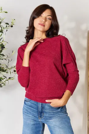 BOMBOM Drop Shoulder Long Sleeve Blouse