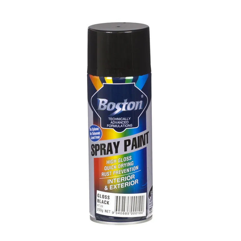 Boston Spray Paint 250g Aerosol - Gloss Black
