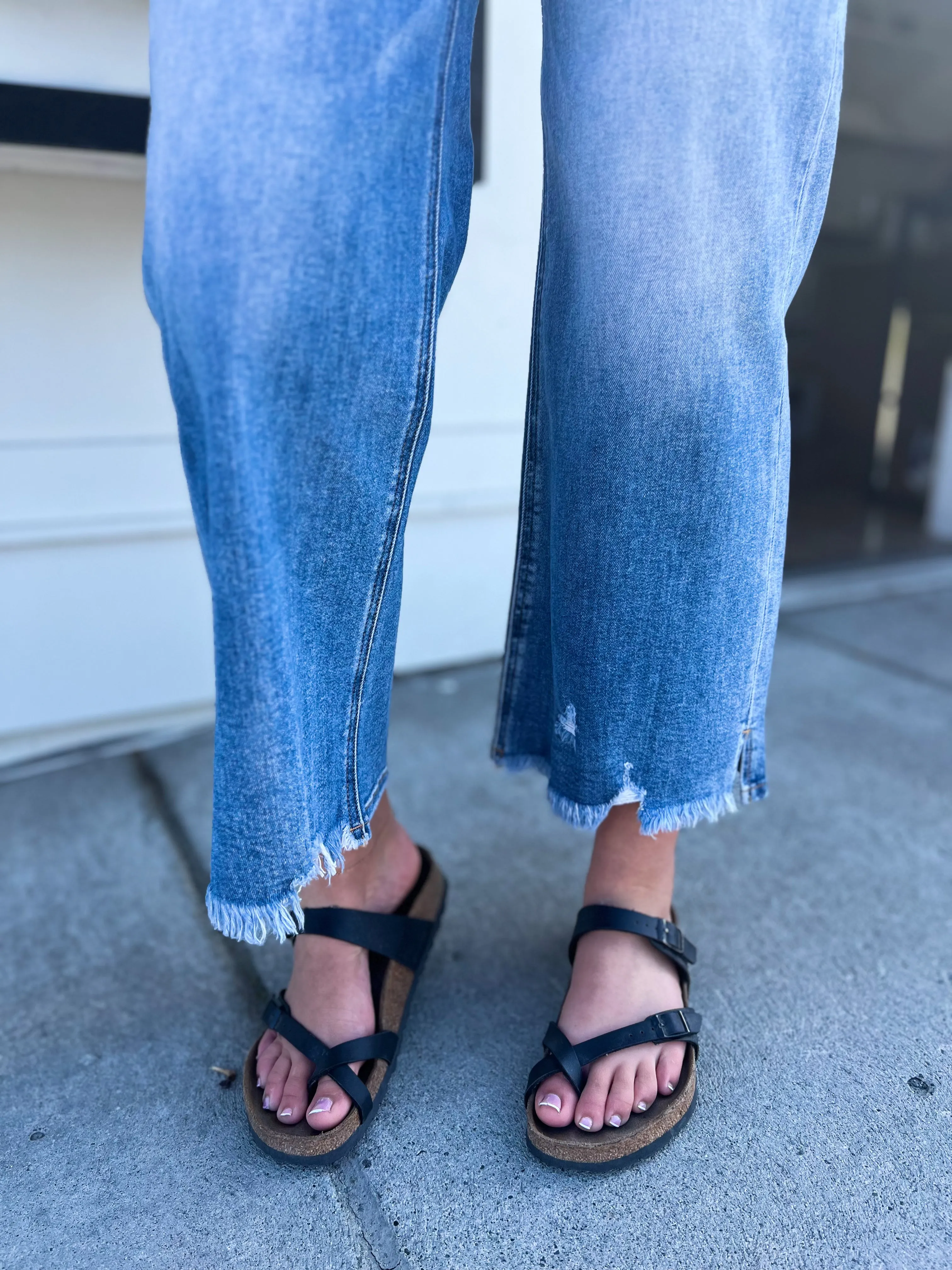 Brekken HW Side Slit Ankle Flare Jean