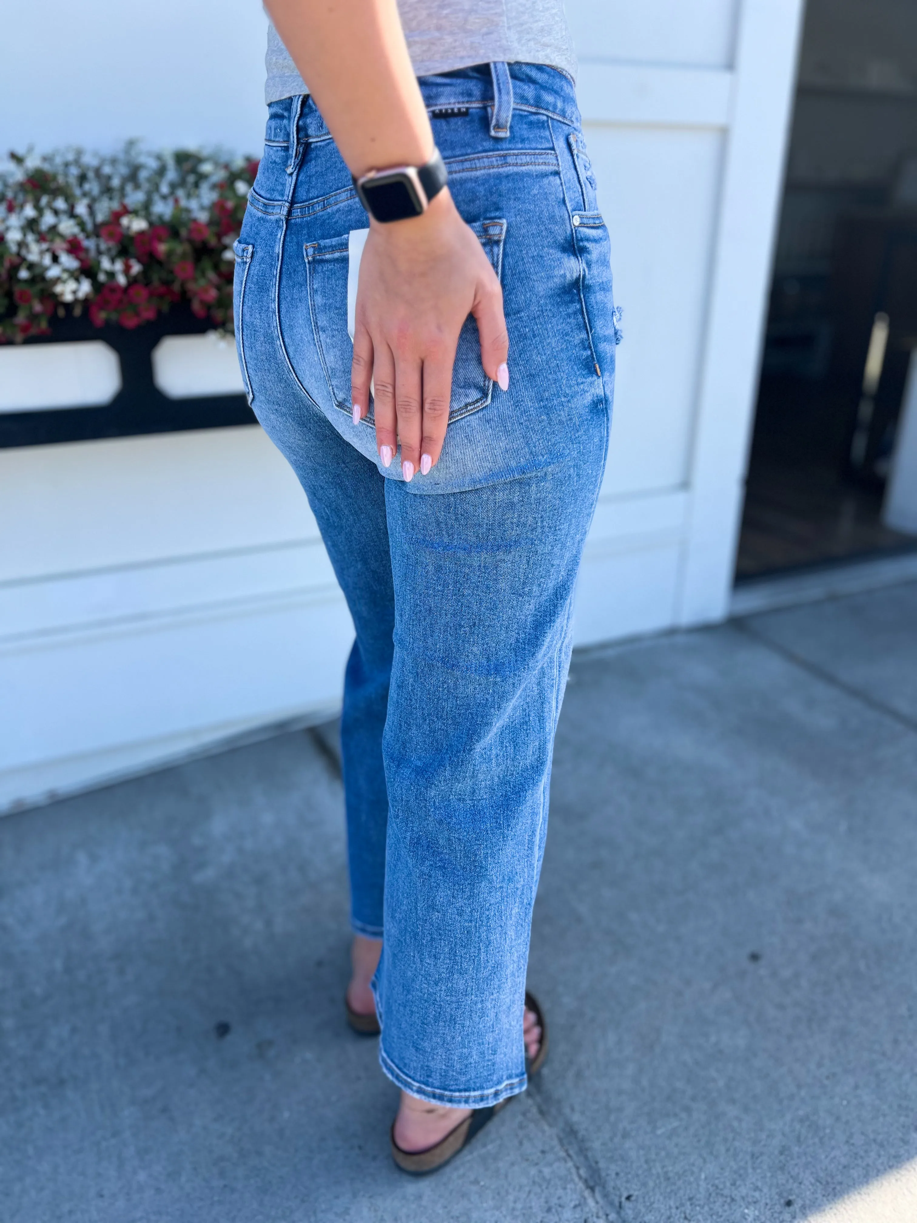 Brekken HW Side Slit Ankle Flare Jean