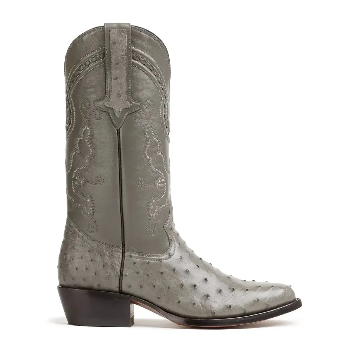 Cameron Full Quill Ostrich Classic Western Boot - Grey