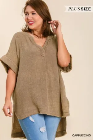 Cappuccino High Low Gauze Top