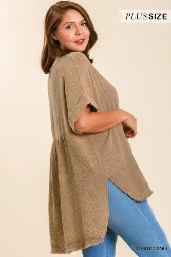 Cappuccino High Low Gauze Top