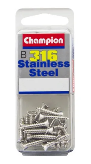 Champion Stainless Steel 316 Self-Tapping Countersunk Screws - 8G Small
