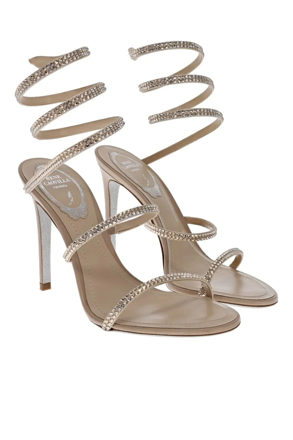 Cleo Beige Satin Crystal Sandal