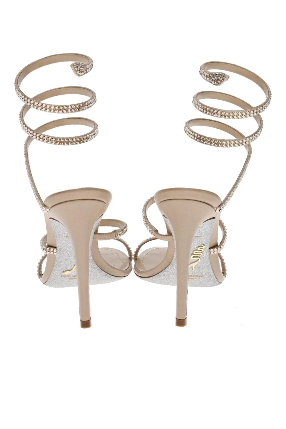 Cleo Beige Satin Crystal Sandal