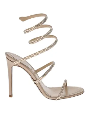 Cleo Beige Satin Crystal Sandal