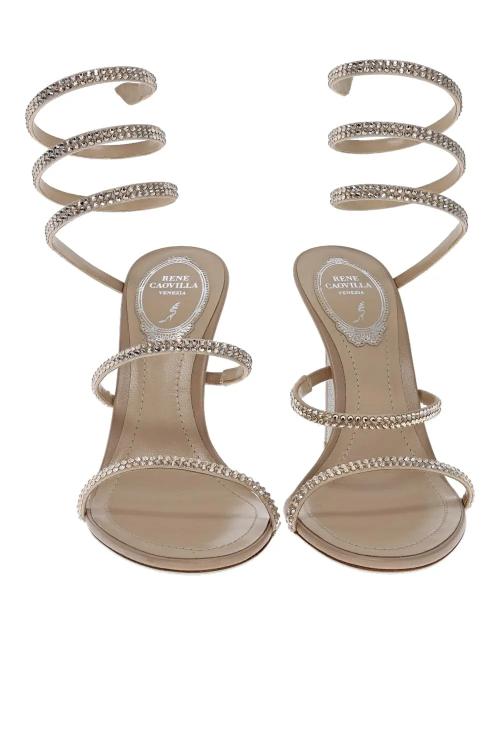Cleo Beige Satin Crystal Sandal
