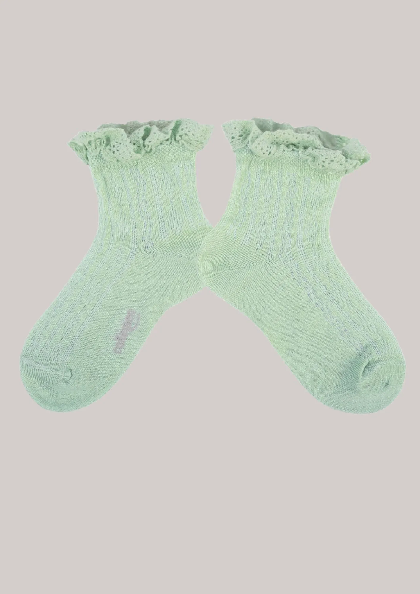 Collégien X Strawberries & Cream  - Annette Verveine Ankle Socks with Lace
