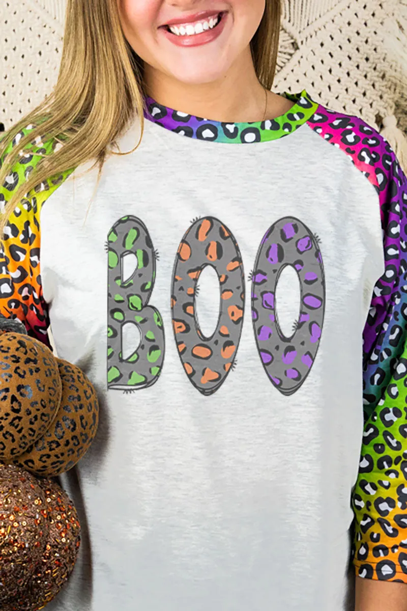 Colorful Boo Rainbow Rush 3/4 Sleeve Raglan Tee