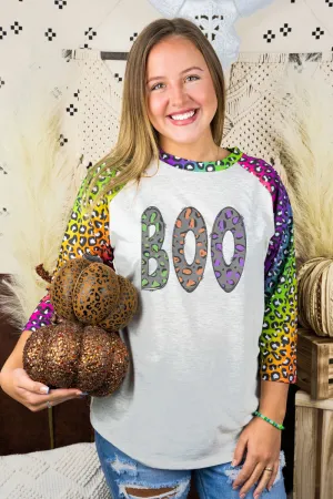 Colorful Boo Rainbow Rush 3/4 Sleeve Raglan Tee