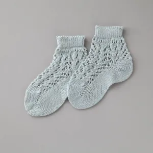 Crochet Ankle Socks, Sea Mist