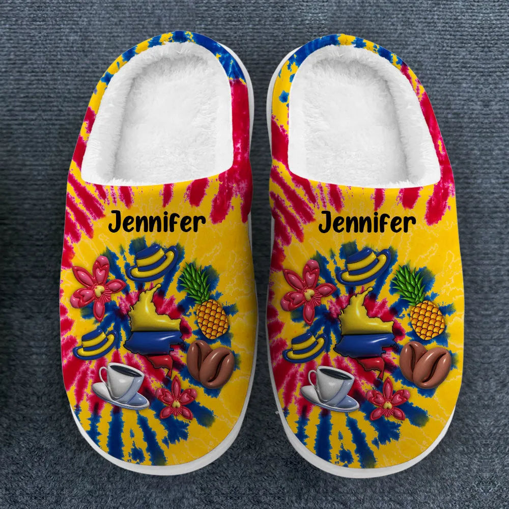 Custom Colombian Slippers With Colombia Symbols Tie Dye