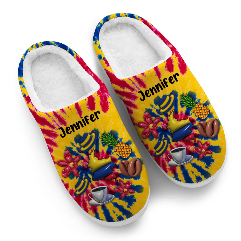 Custom Colombian Slippers With Colombia Symbols Tie Dye