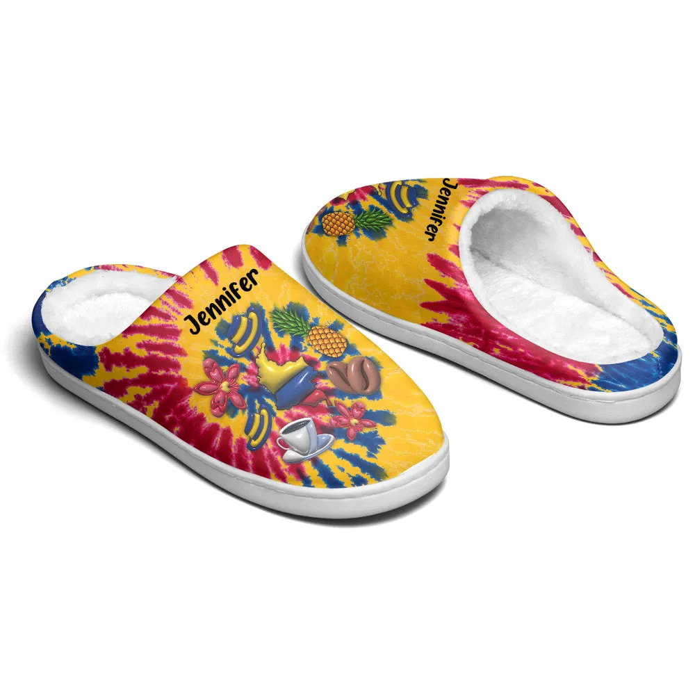 Custom Colombian Slippers With Colombia Symbols Tie Dye