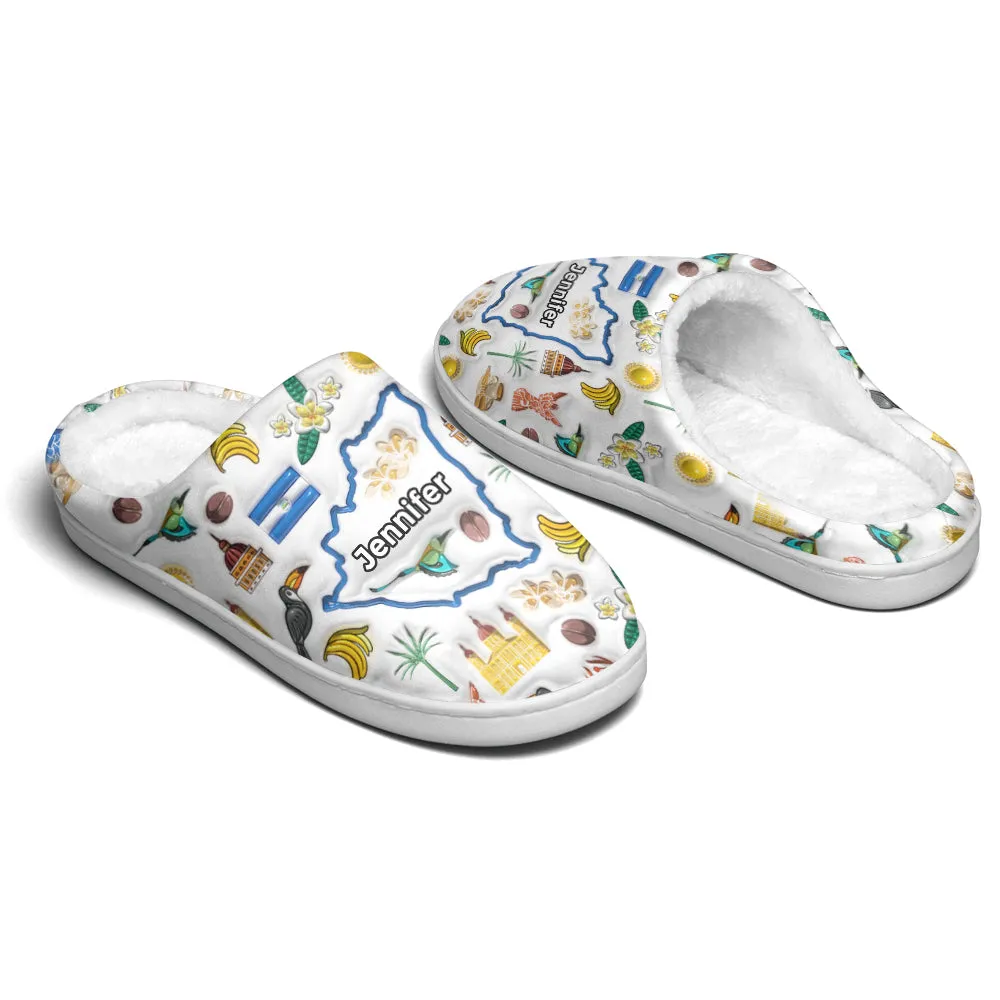 Custom Nicaragua Map And Symbols Slippers
